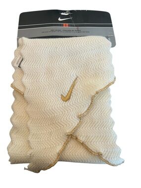 Nike Cream Knit Scarf with Gold Swoosh Accent
